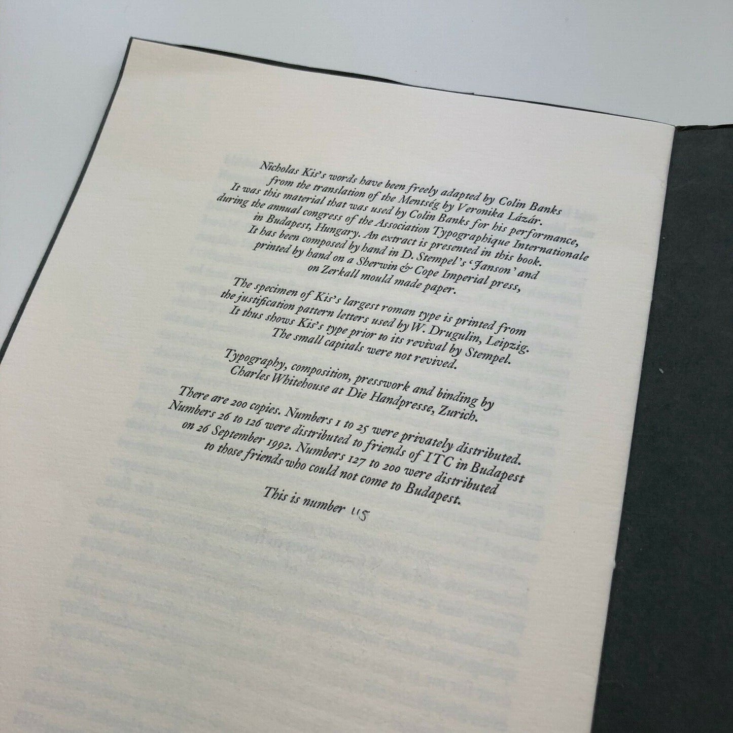 My Justification – Congress of the Association Typographique, 1992 | Colin Banks | Limited edition booklet