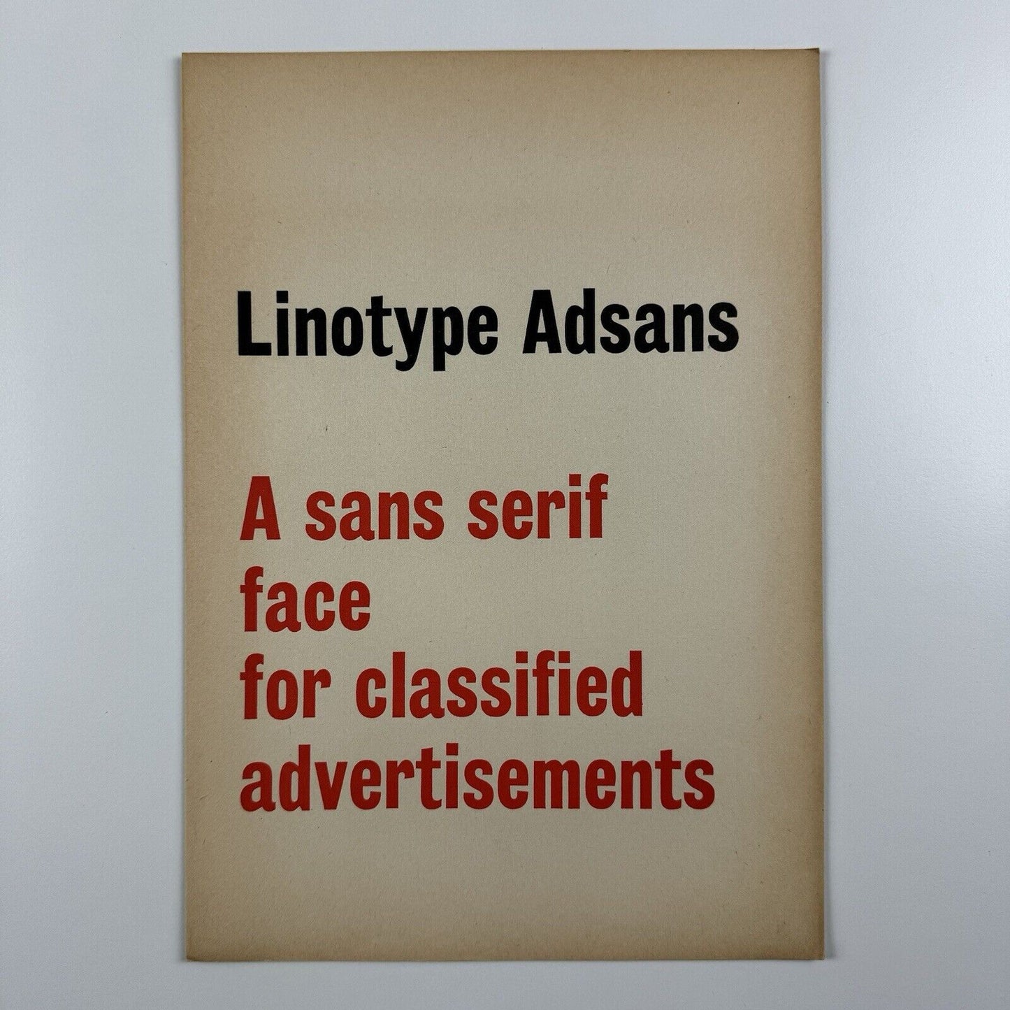 Linotype Adsans – A Sans Serif Face for Classified Advertisements | Type specimen leaflet, 1965