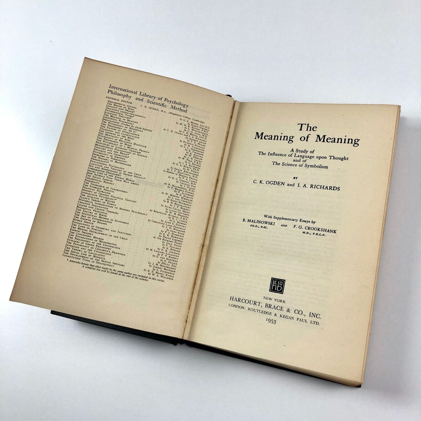 The Meaning of Meaning C.K. Ogden and I.A. Richards | Harcourt, Brace & Co 1953 | Ben & Bernarda Shahn