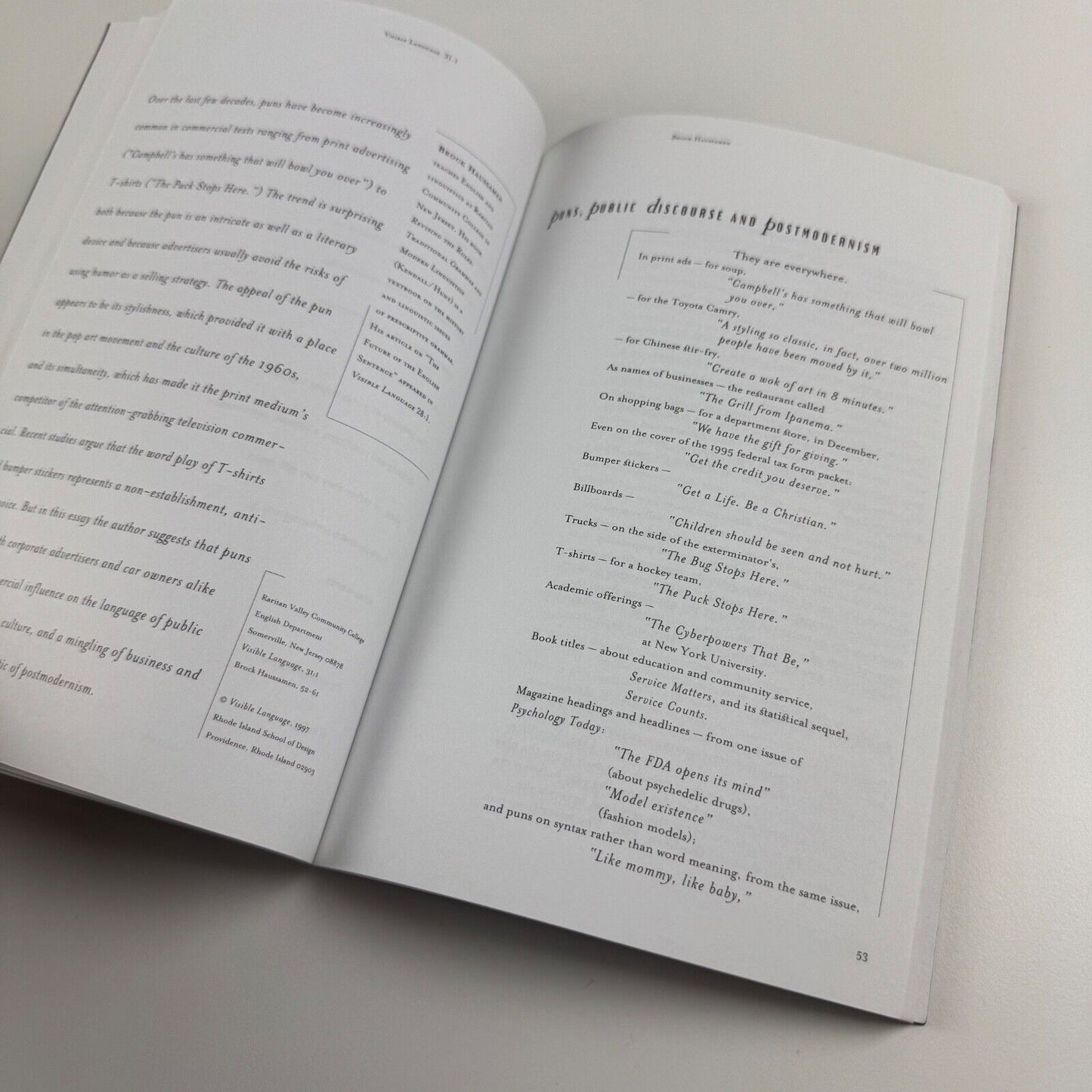 Visible Language journal Vol 31 Number 1 Winter 1997