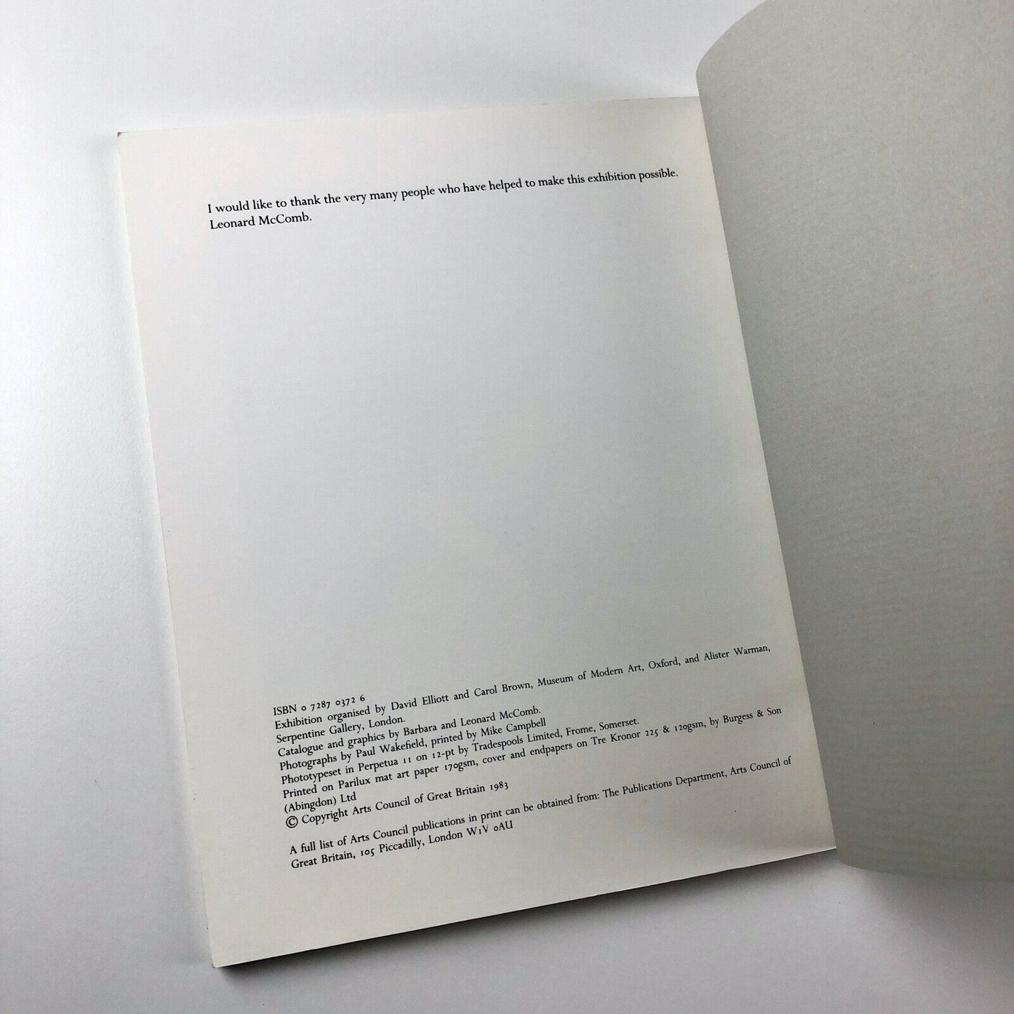 Leonard McComb: Drawings Paintings Sculpture exhibition | The Arts Council catalogue booklet, 1983