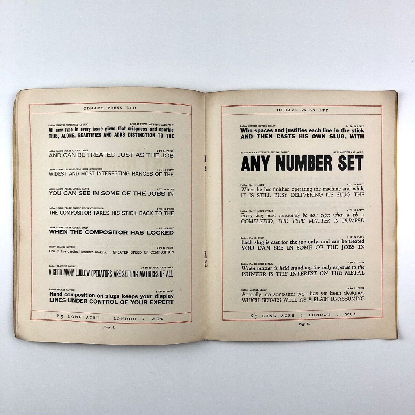 One–Line Specimens of Ludlow Typefaces, Rules, Ruleforme & Borders; | Odhams Press, 1930s?