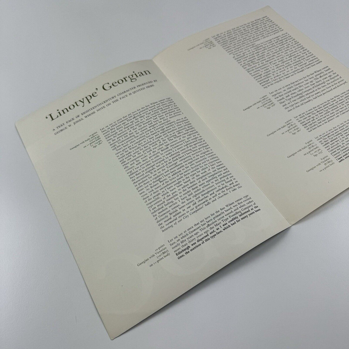 Linotype Georgian | Type specimen leaflet | Undated, possibly 1965