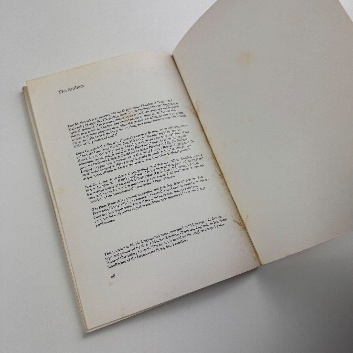 Visible Language – The Journal for Research on the Visual Media of Language Expression | Volume VIII, Number 1, Winter 1974
