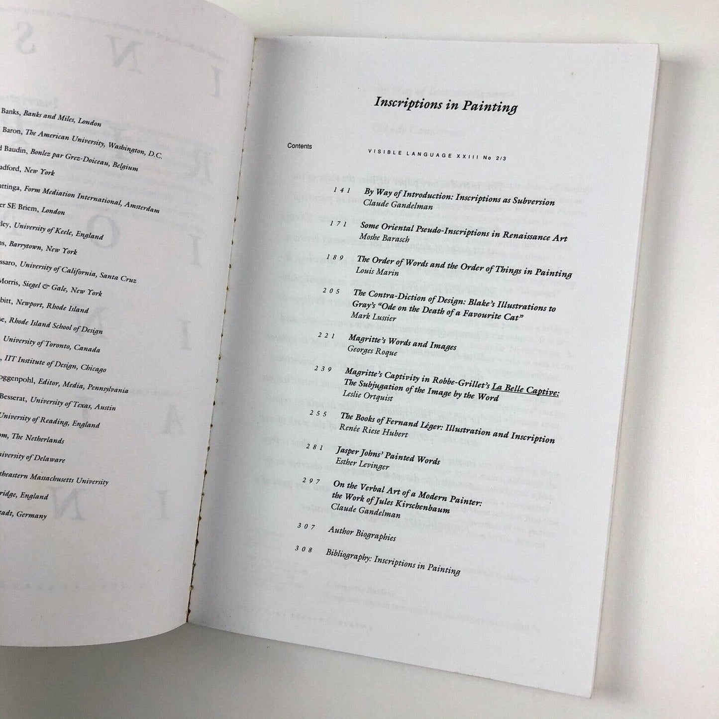 Visible Language journal | Volume XXIII, Number 2/3 Spring/Summer 1989