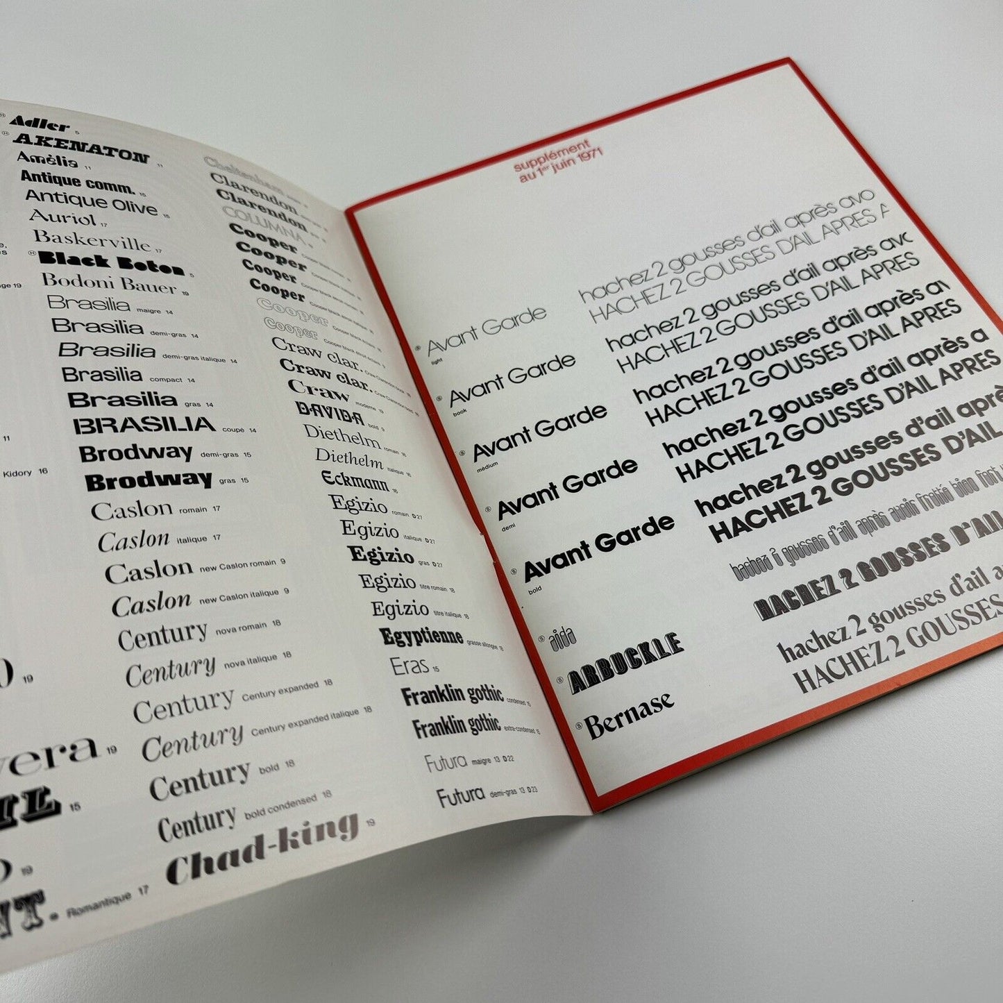 Albert Hollenstein / Studio Hollenstein, Hollenstein Phototypo, Paris | Type specimen 1971