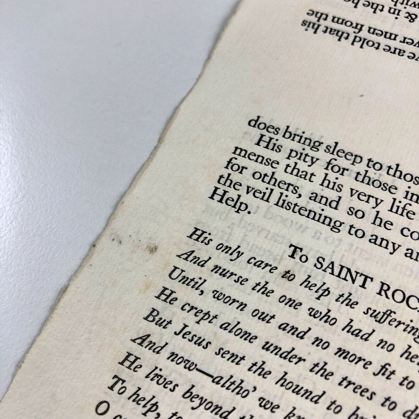 Saint Roch Healer. Leaflet as broadsheet. Printed by 'E.W.' Edward Walters, 1934