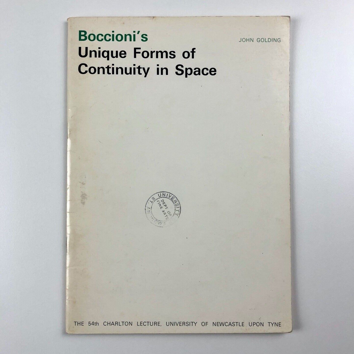 Boccioni’s Unique Forms of Continuity in Space by John Golding | The 54th Charlton Lecture, University of Newcastle upon Tyne, 1972