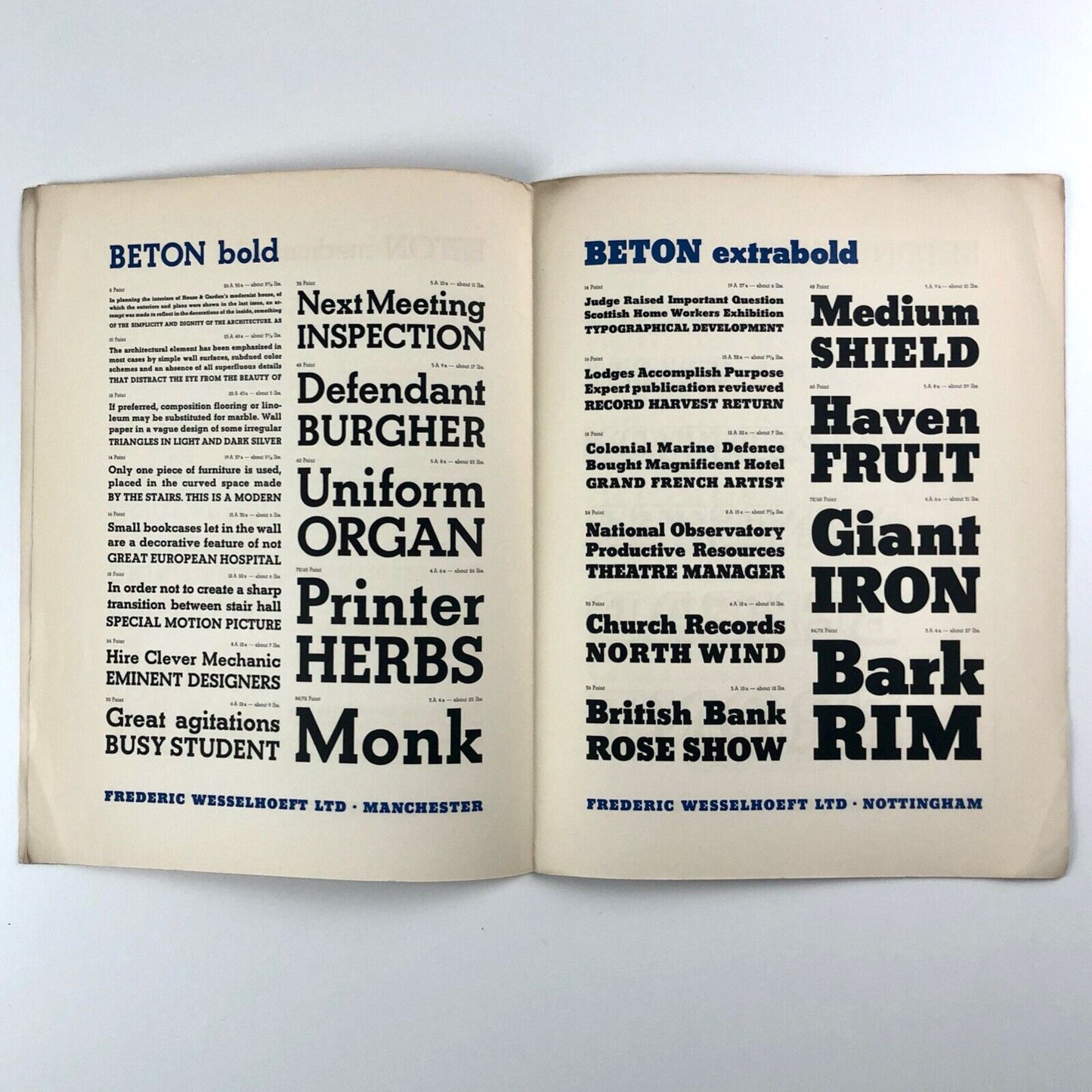 Beton Series by Heinrich Jost | Wesselhoeft/Soldans type specimen booklet