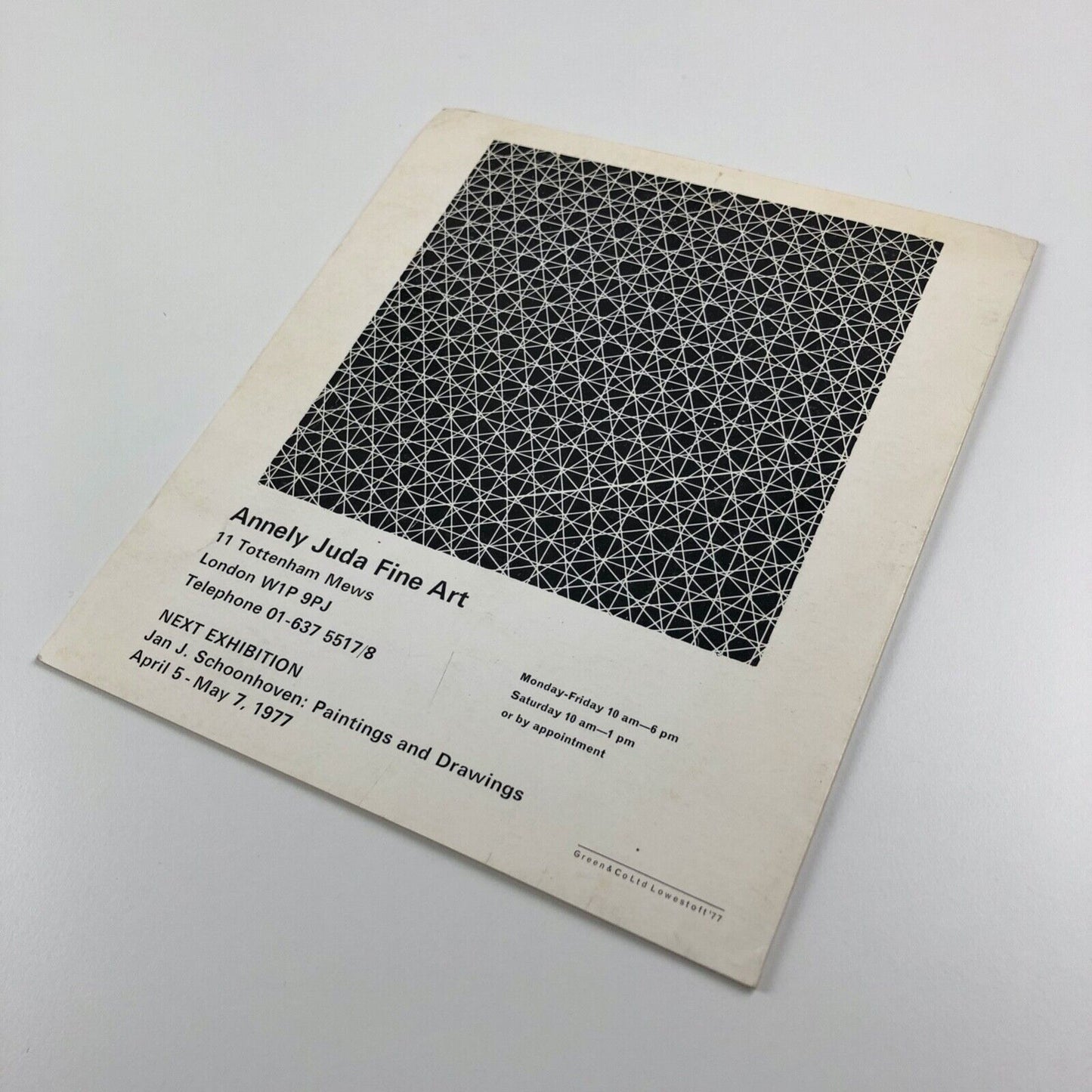 Folding card for François Morellet Paintings, drawings and objects 1954-1977 | Annely Juda Fine Art, 1977