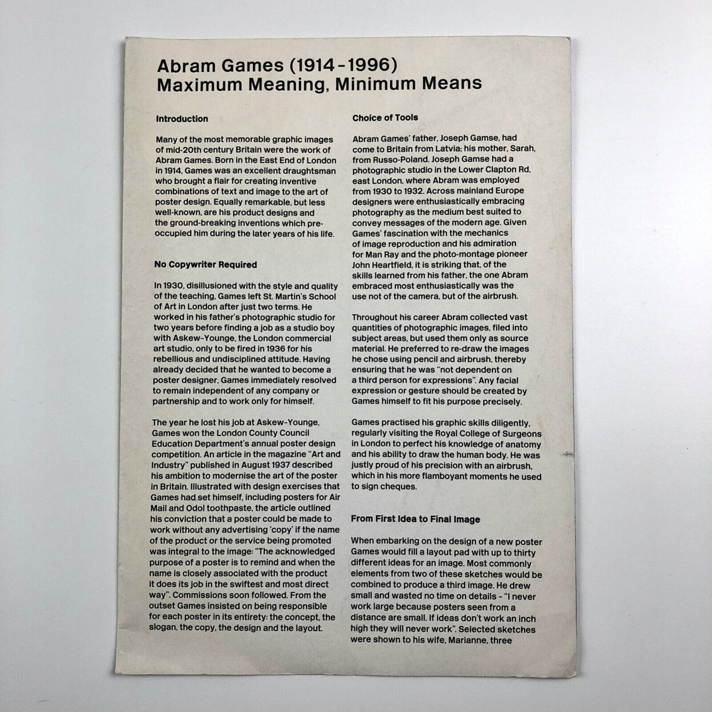 Abram Games – Maximum Meaning, Minimum Means | Design Museum, 2003
