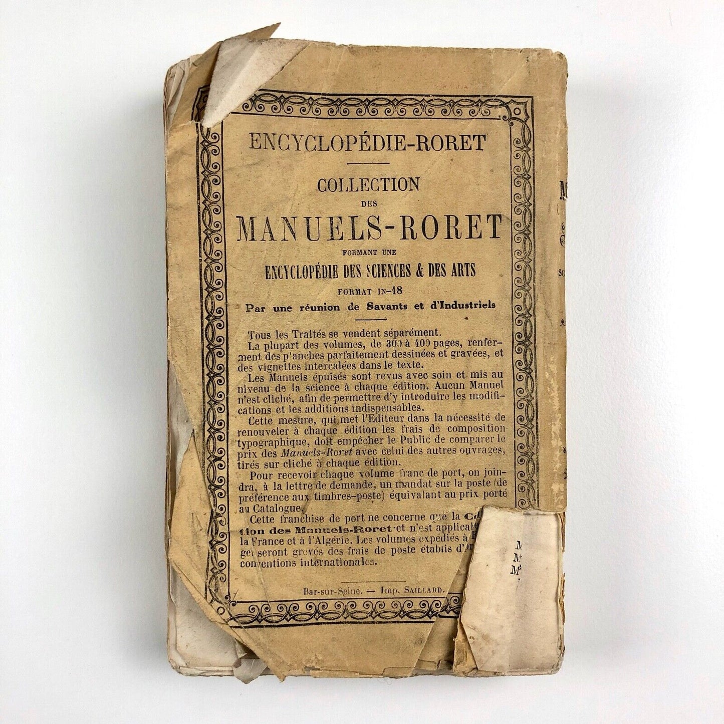 Encyclopédie-Roret Fabricant de Couleurs A L'Huile et a L'Eau Tome Deuxième | Librairie Encyclopédique de Roret, 1884