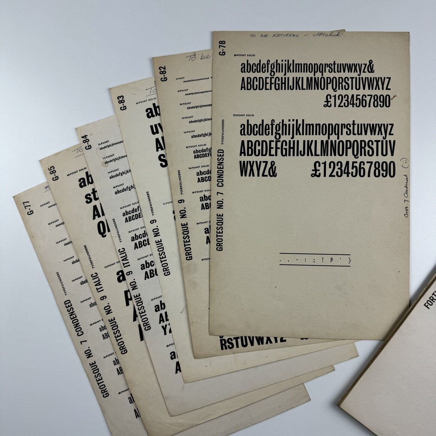 Typefounders - collection of 48 type specimen sheets | Venus, Grotesque, Folio, Fortune, News Gothic, etc