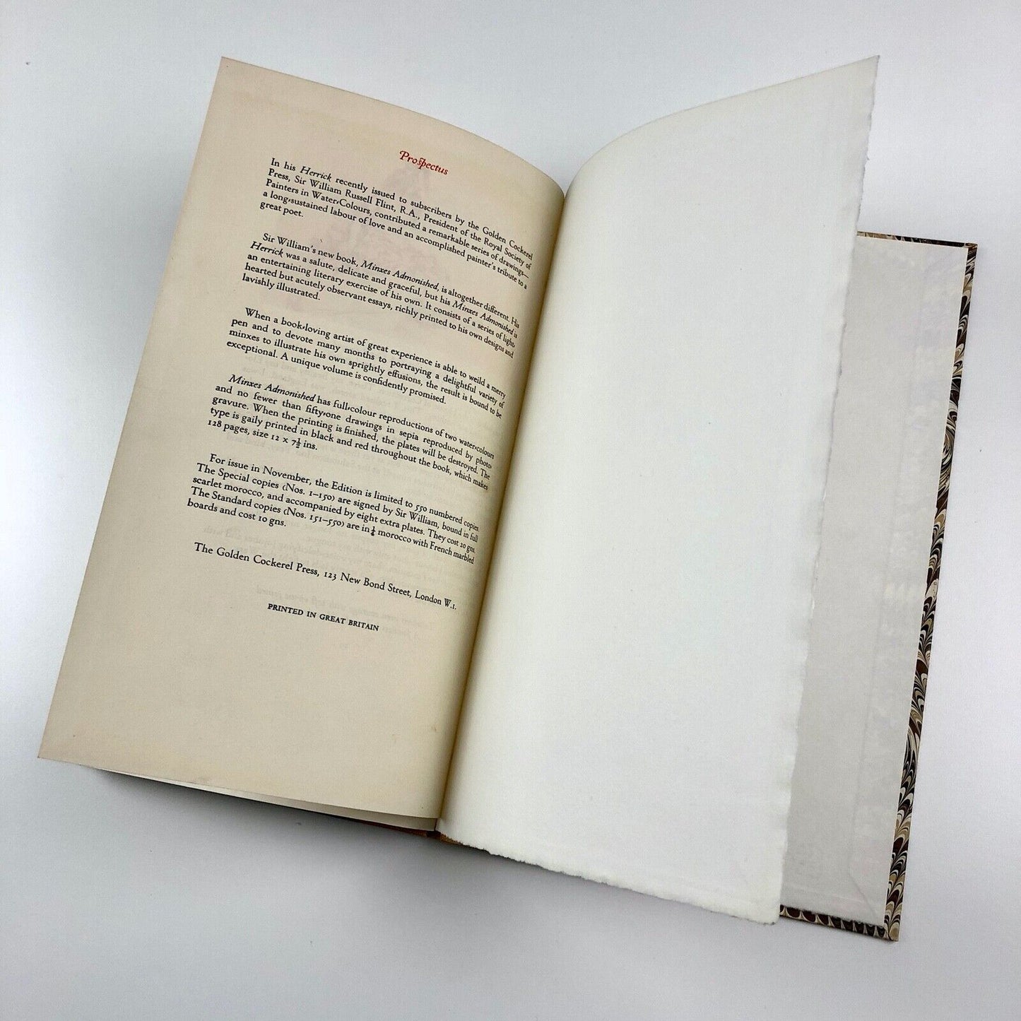 Bound volume of eight Golden Cockerel Press prospectus from 1937, 1951-1955