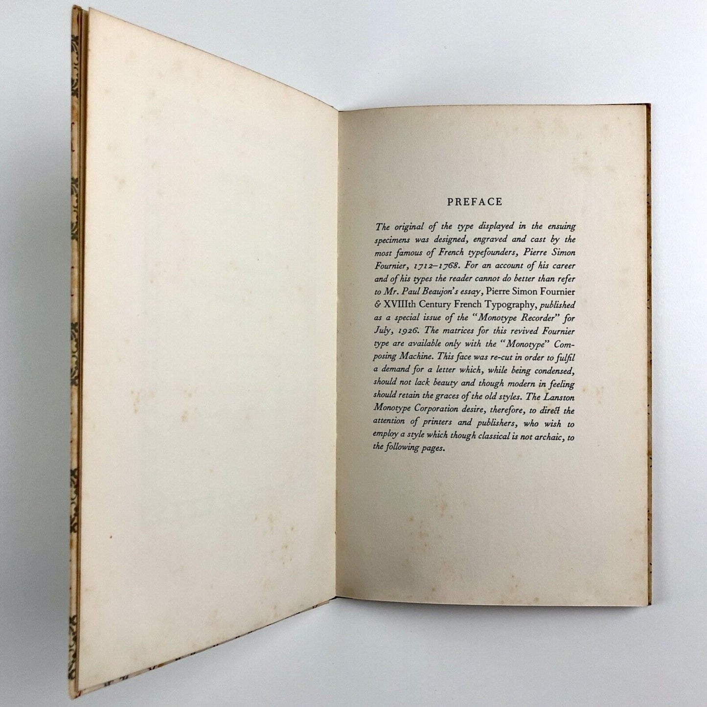 Fournier: A Specimen of a Classic Type | Lanston Monotype reproduction, 1927