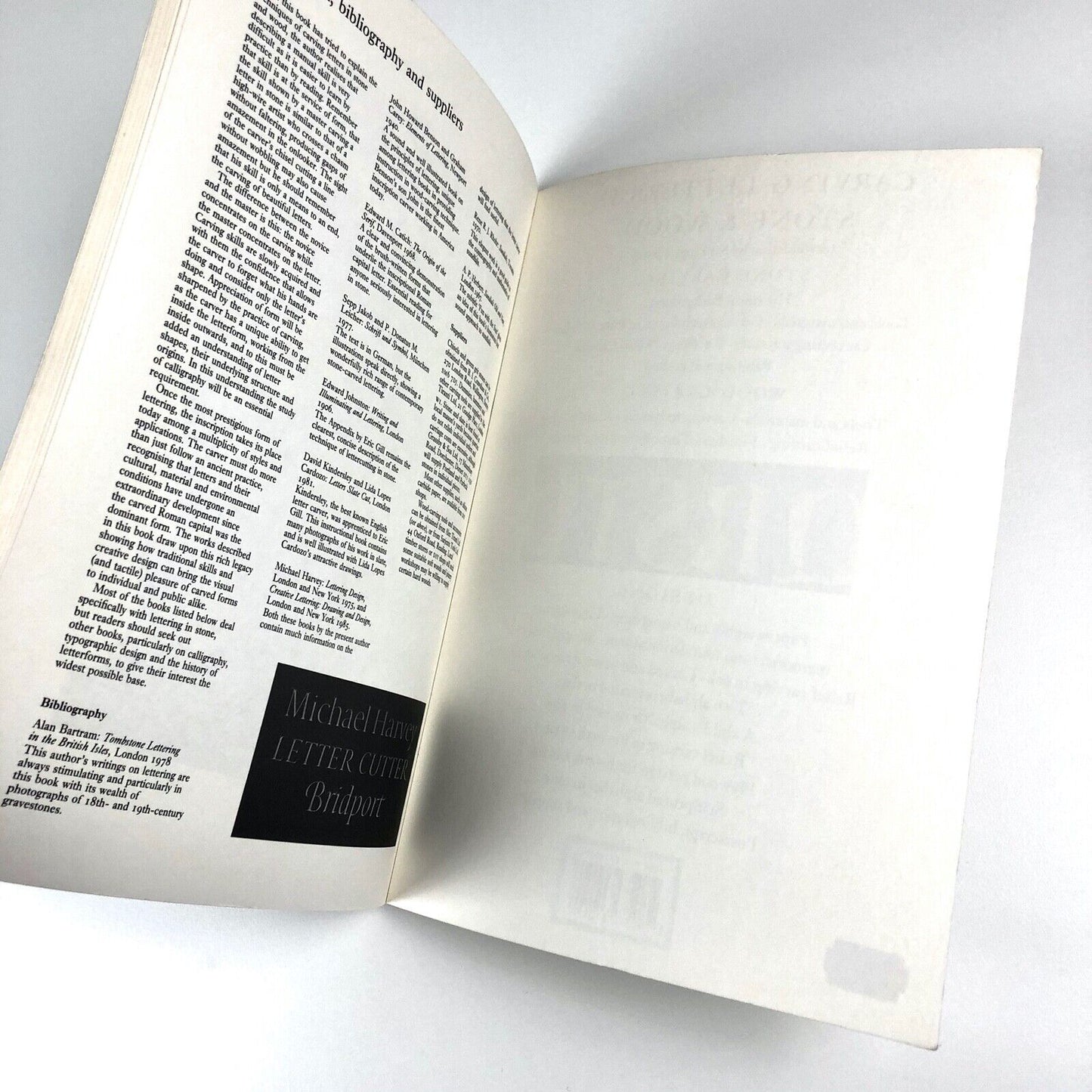 Carving Letters in Stone & Wood by Michael Harvey introduction by Hugh Casson | The Bodley Head, 1987