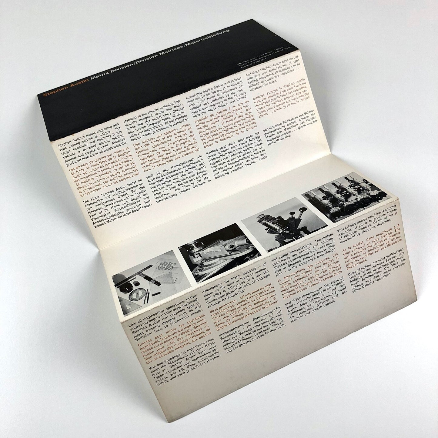 Stephen Austin Matrix Division ephemera | Promotional trade leaflet, 1970s?