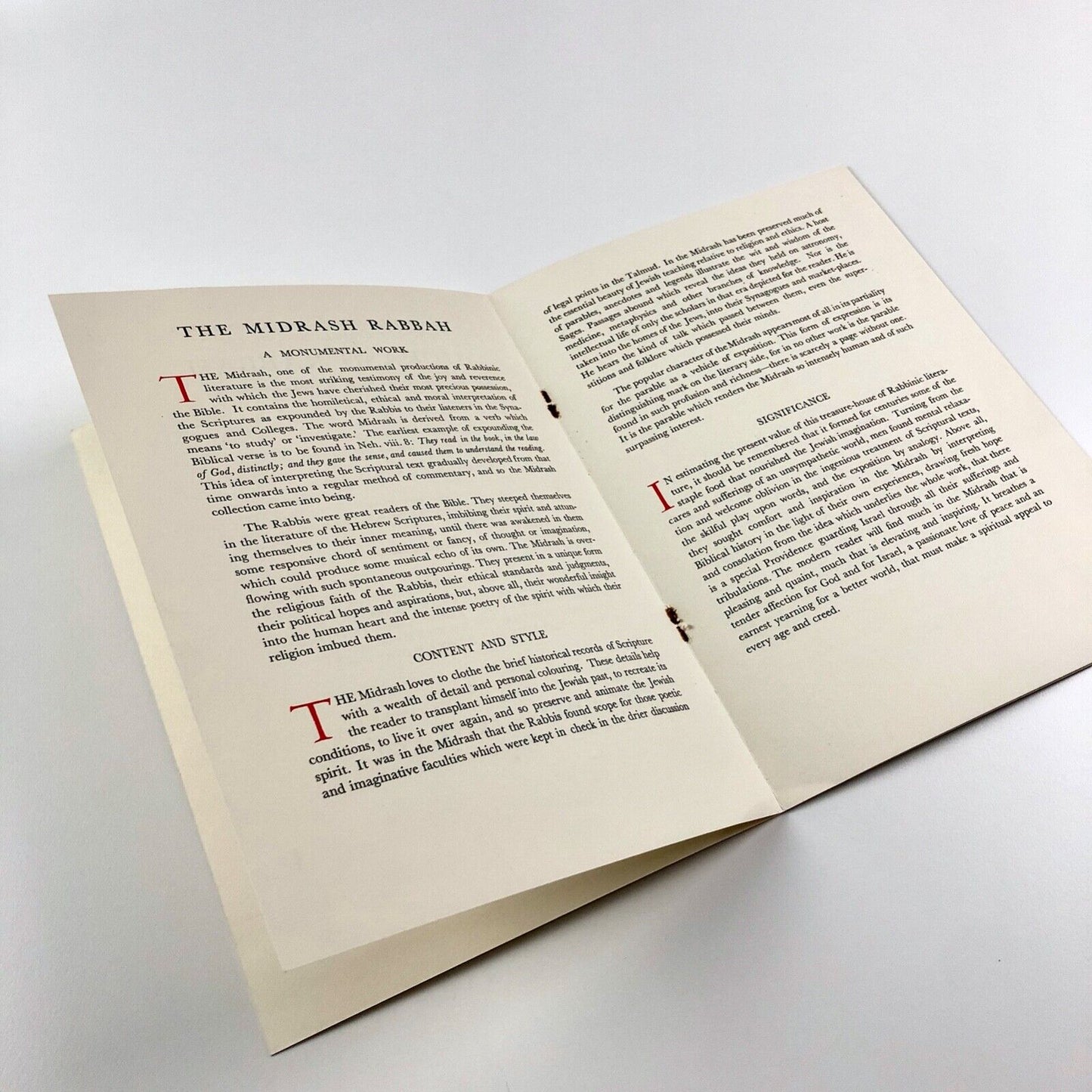 Prospectus for The Midrash Rabbah | edited by Rabbi Dr. H. Freedman | The Soncino Press 1939