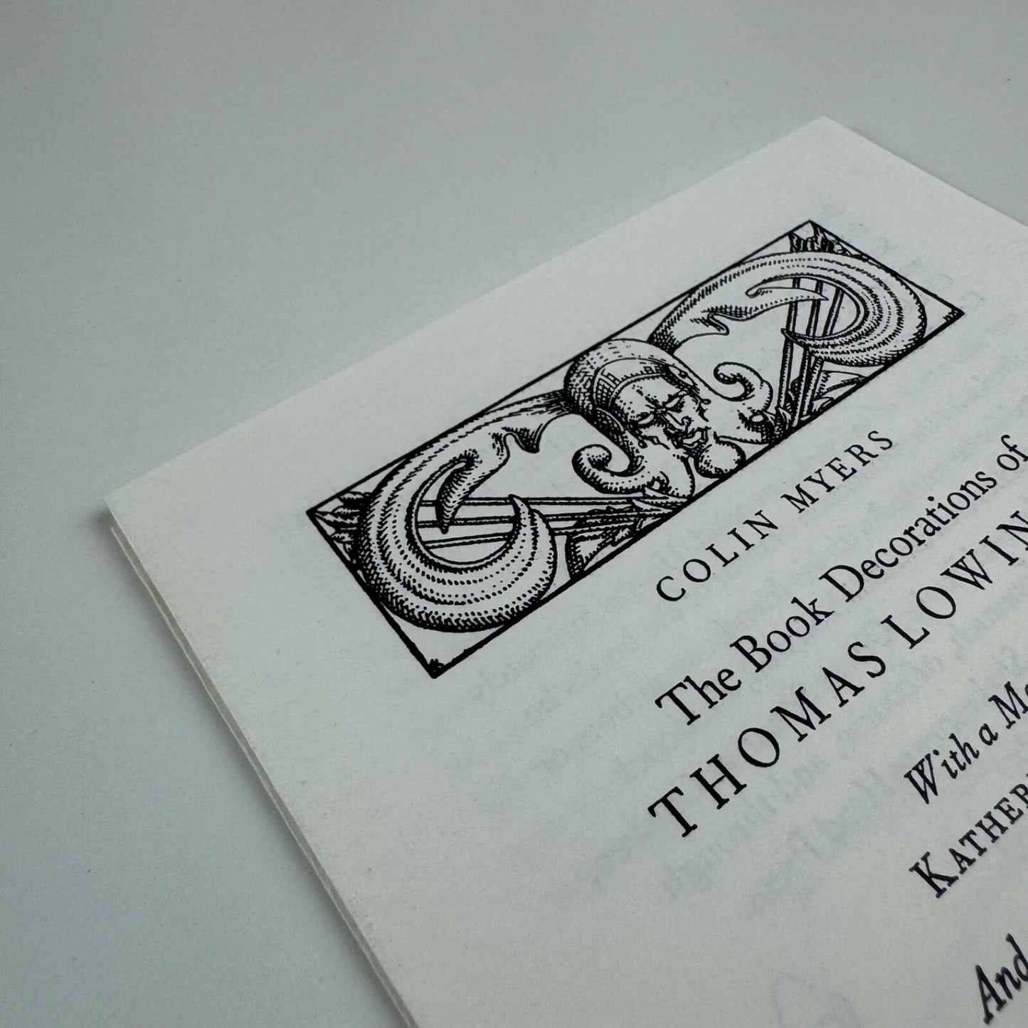 Prospectus for The Book Decorations of Thomas Lowinsky Colin Myers Incline Press