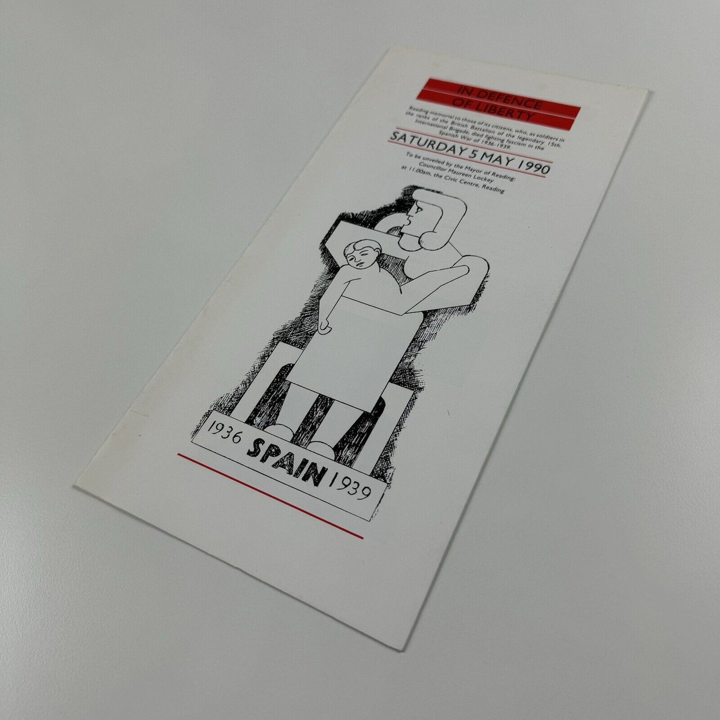 Leaflet for In Defence of Liberty Reading International Brigade Memorial Spanish War | Eric Stanford, 1990