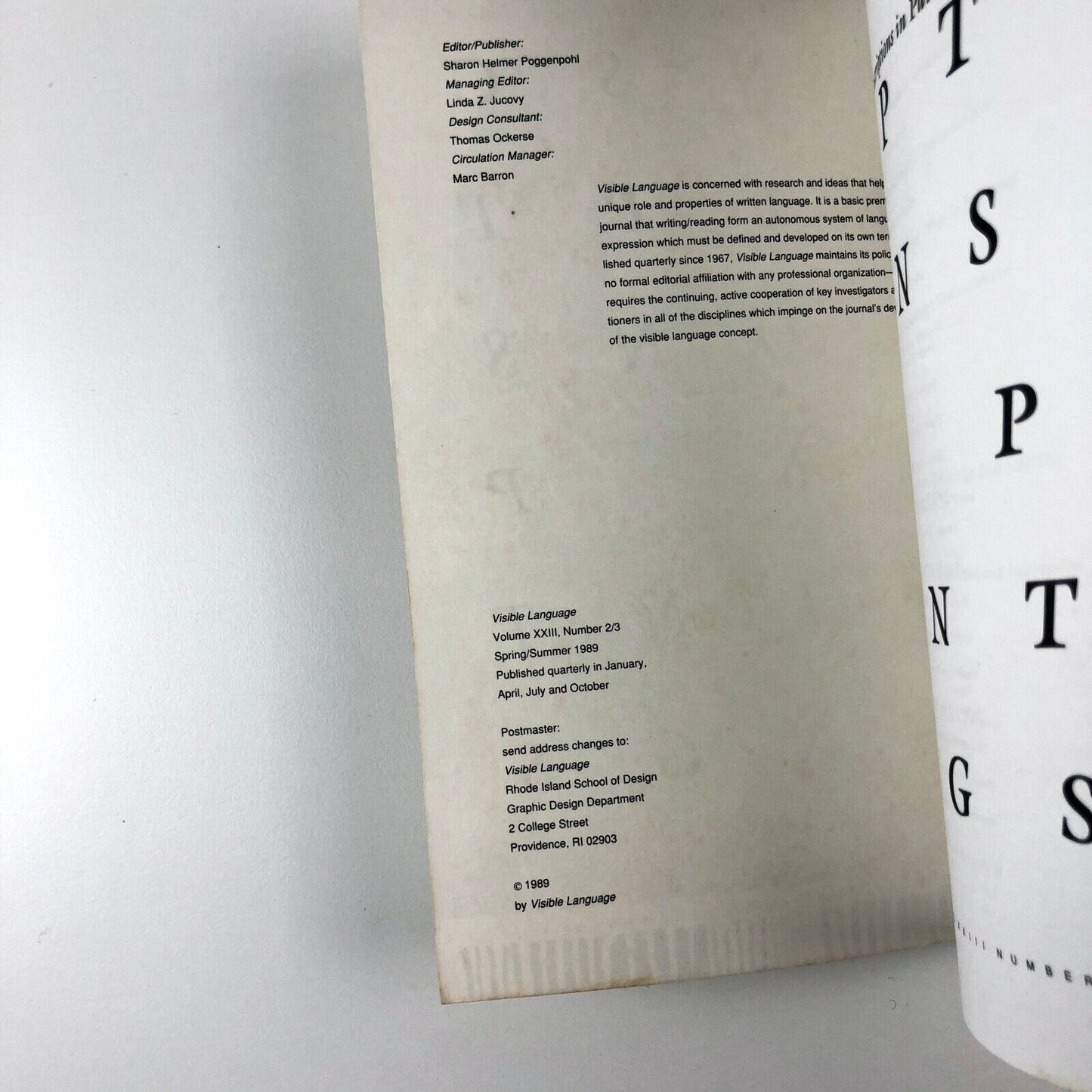 Visible Language journal | Volume XXIII, Number 2/3 Spring/Summer 1989