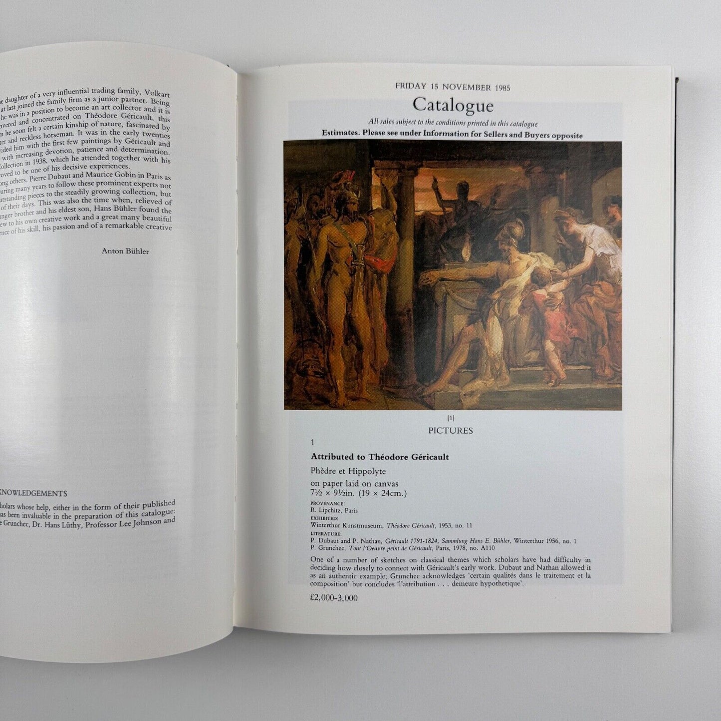 Théodore Géricault: The Hans E. Bühler Collection of Pictures, Drawings and Lithographs | Christie's London 15 November 1985