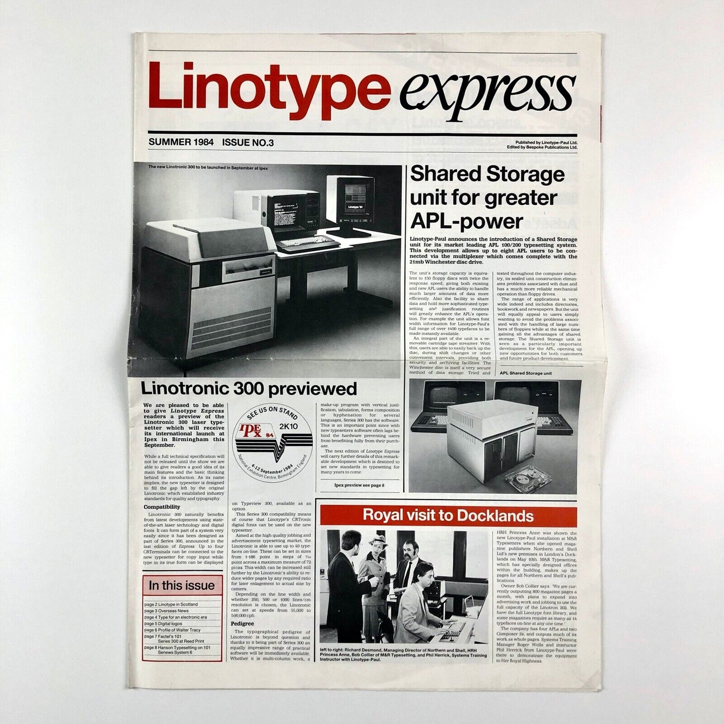 Linotype Express Summer 1984 Issue No 3 | Published by Linotype-Paul Ltd