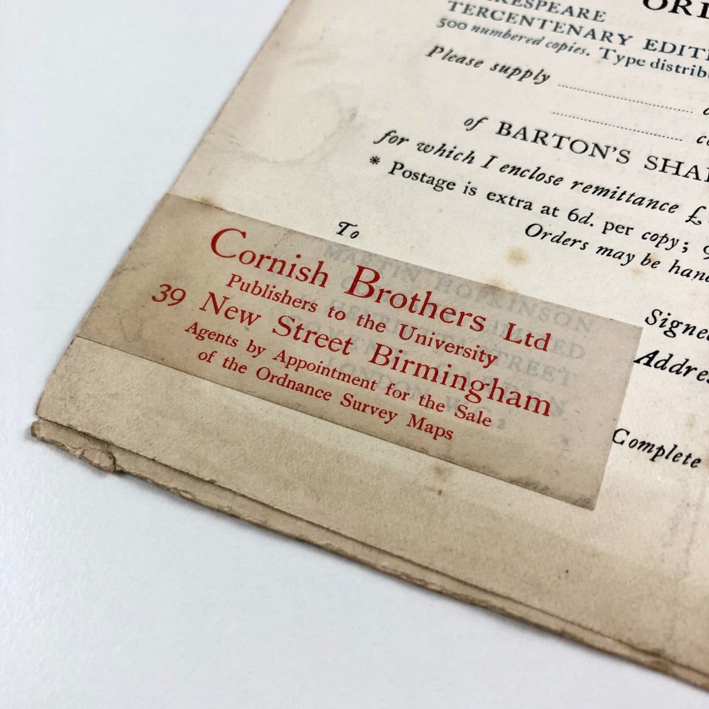 Prospectus for The Sonnets of William Shakespeare | John Harrower | Martin Hopkinson and Company, 1923