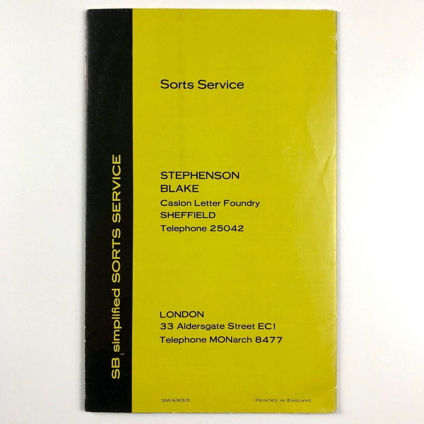 Stephenson Blake type specimen leaflet | SB Types letters and words service, undated
