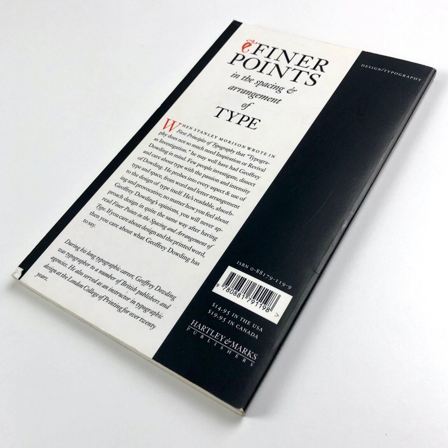 Finer Points in the spacing & arrangement of Type by Geoffrey Dowding | Hartley & Marks, 1995