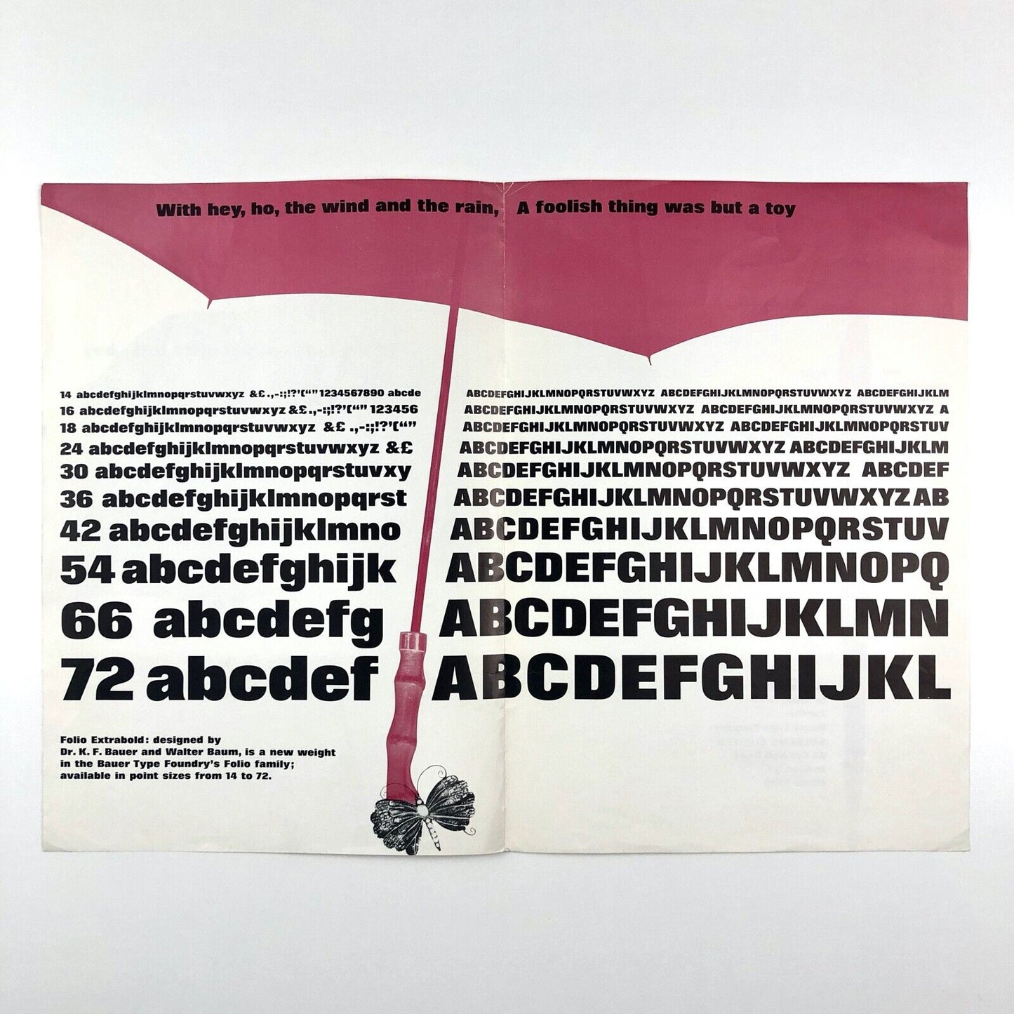 The Folio family – designed by Dr K.F. Bauer and Walter Baum, type specimen leaflet | Bauer Type Foundry / Soldans Limited, undated