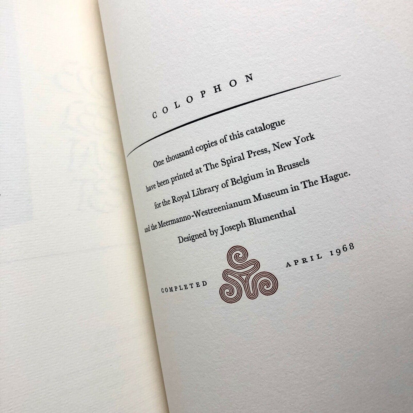 The Spiral Press exhibition catalogue | Joseph Blumenthal, New York, 1968