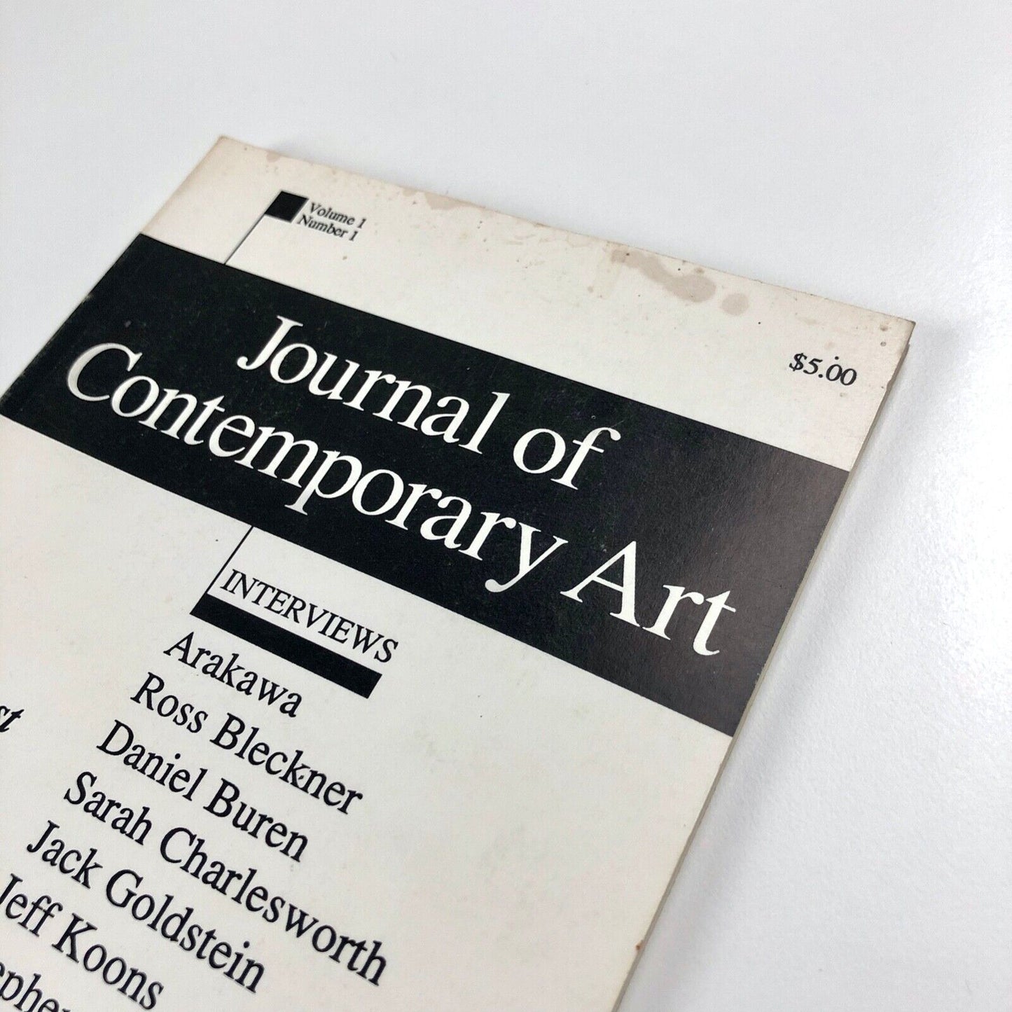 Journal of Contemporary Art. Volume 1 Number 1 First Issue Spring 1988 eds. Philip Pocock and John Zinsser