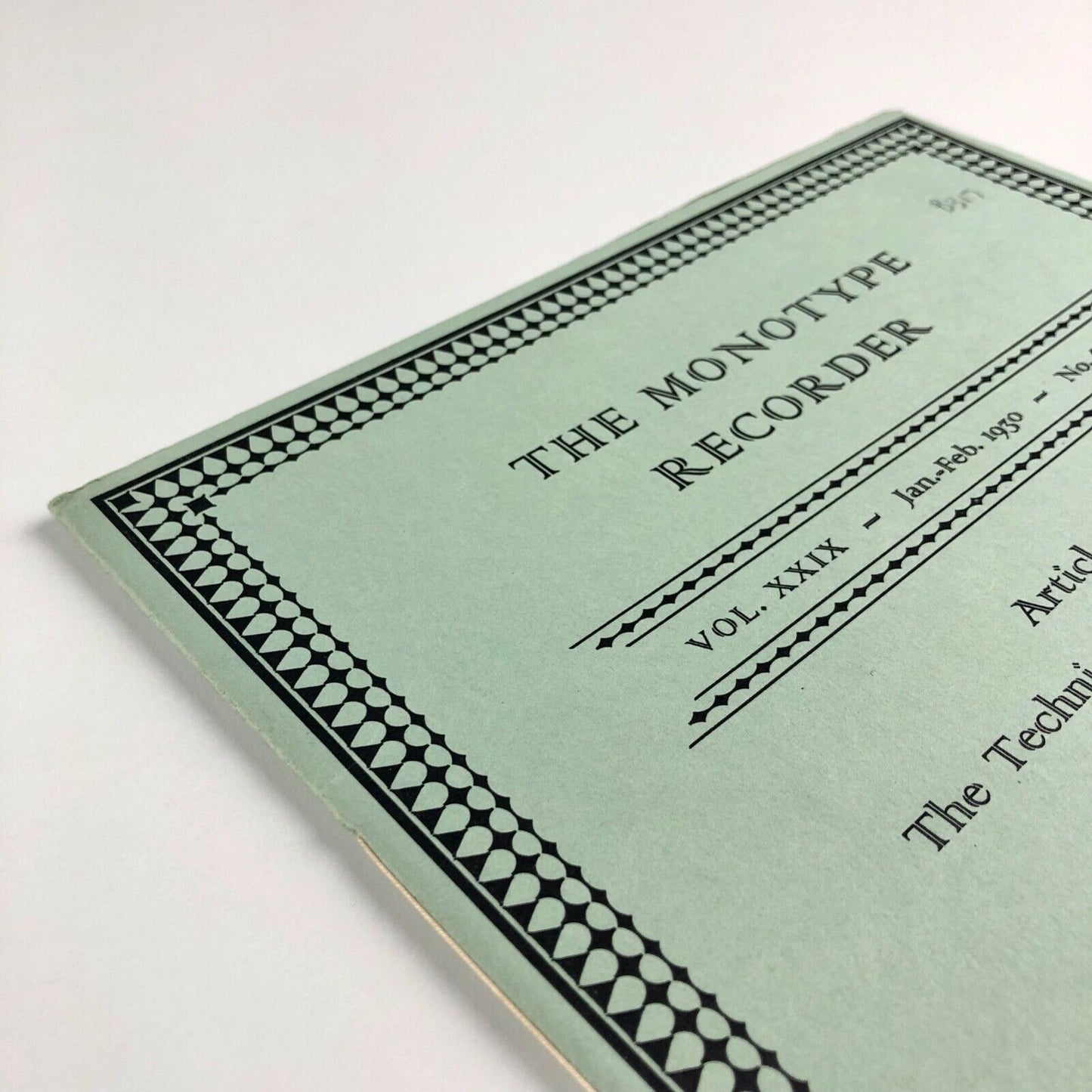 The Monotype Recorder | Vol. 26, No. 234 | Jan-Feb 1930 issue