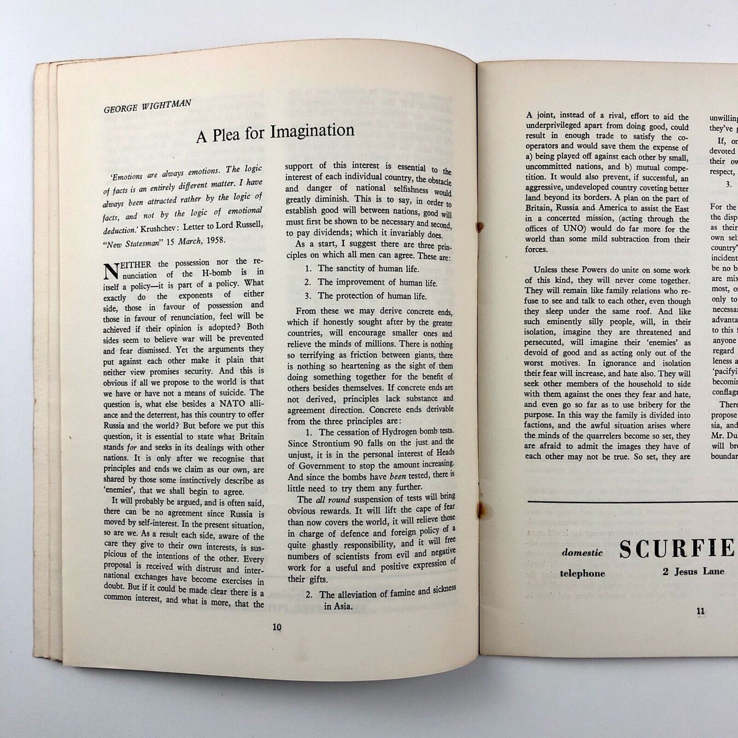 Cambridge Opinion magazine | No. 8, April 1958 nuclear arguments / disarmament | Edited by John Landell-Mills and David Leitch
