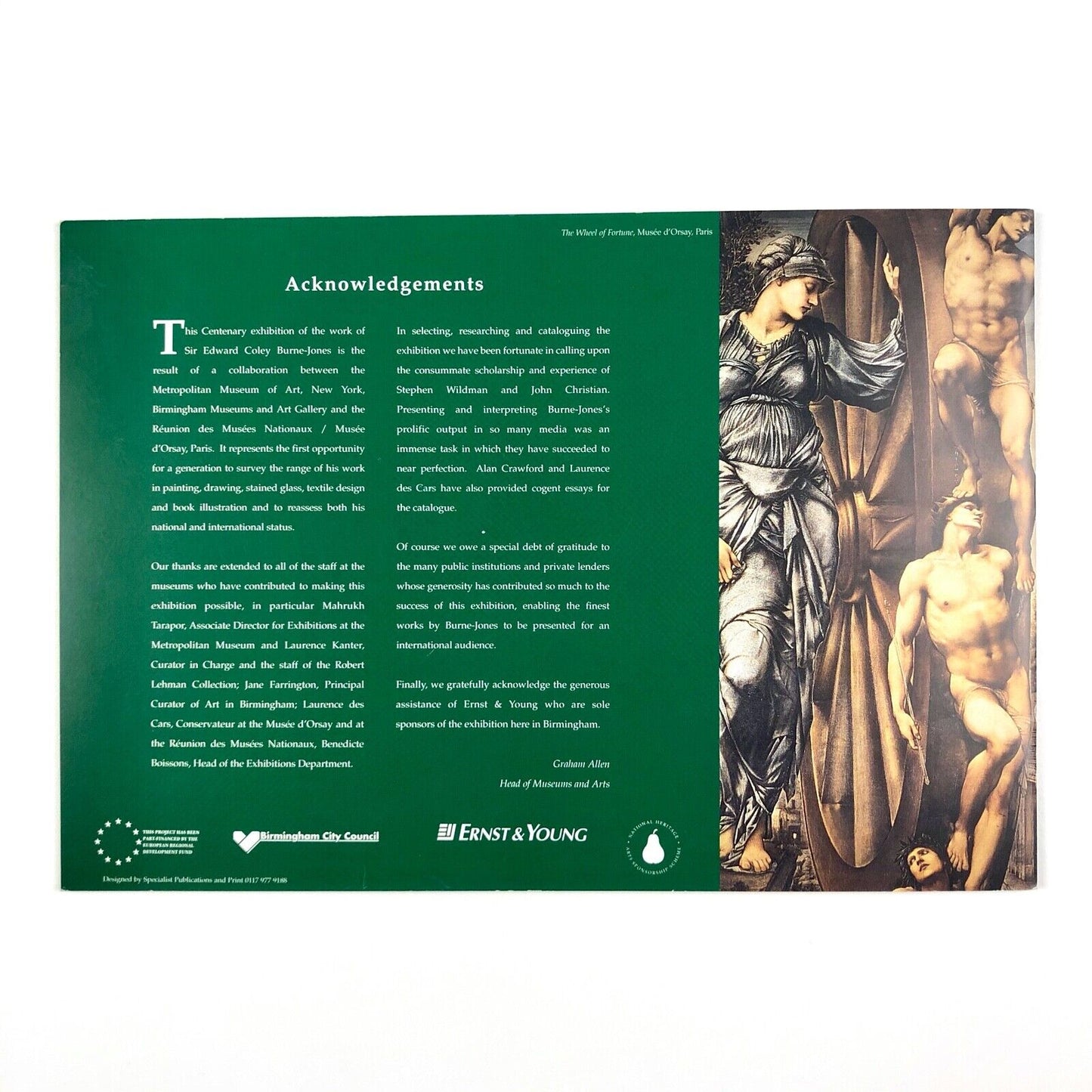 Burne-Jones centenary exhibition leaflet | Birmingham Museum & Art Gallery 1988