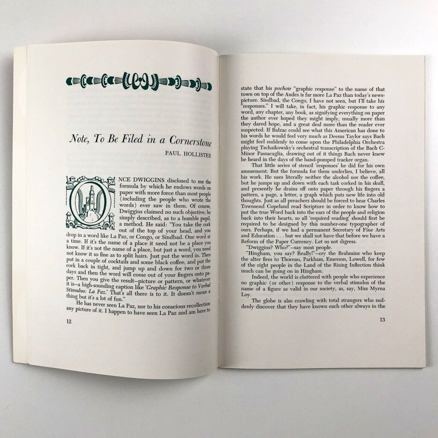 Typographer Spring 1958 Volume XIX No. 1 | In Memory of William A. Dwiggins | Rochester Institute of Technology, New York. Short note by Beatrice Warde
