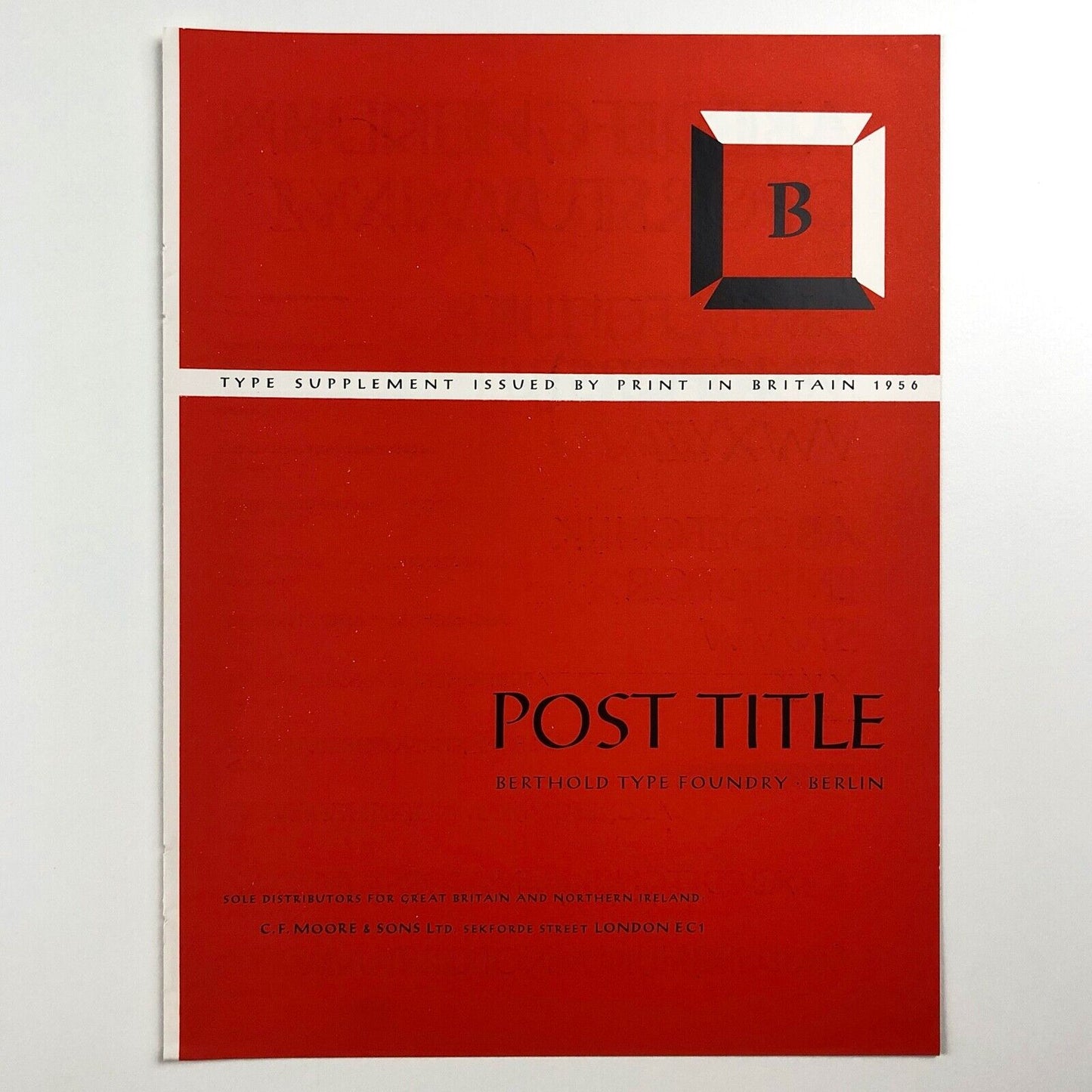 Post Title Berthold Type Foundry Type supplement issued by Print in Britain 1956
