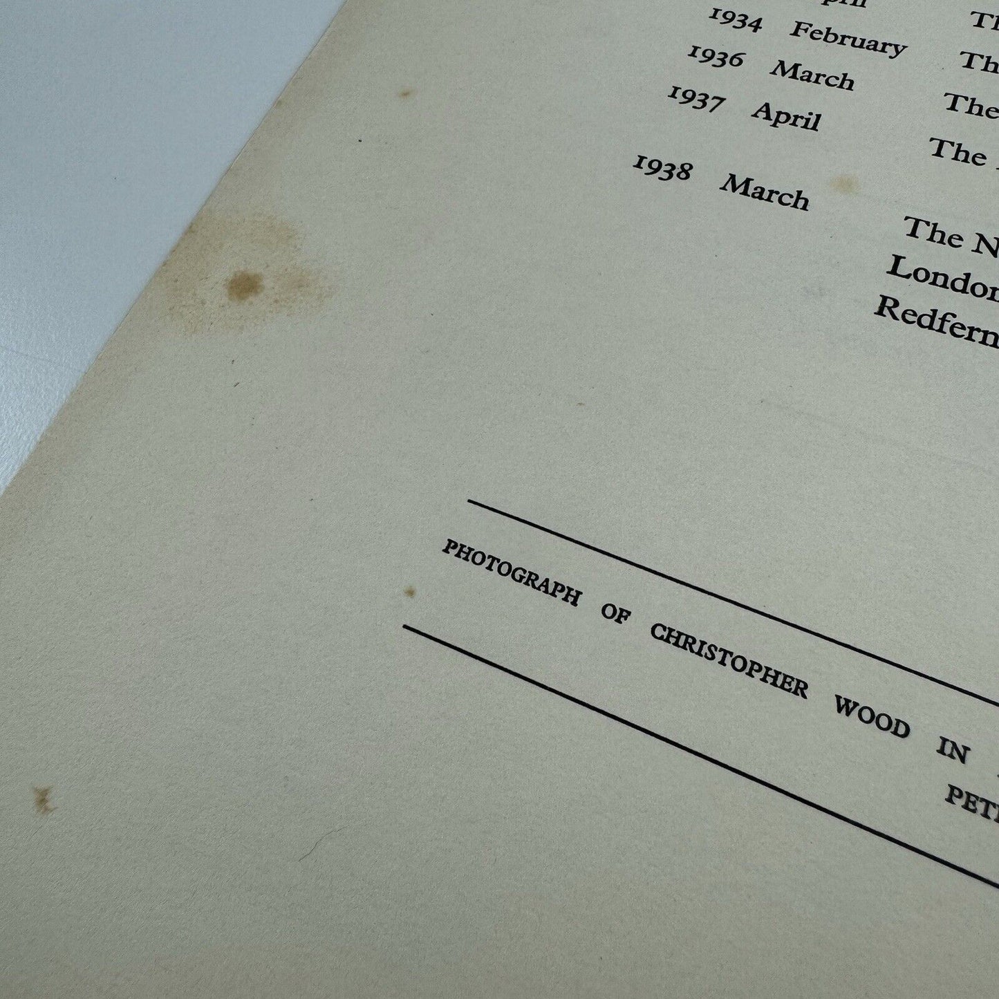 Christopher Wood – Exhibition of Complete Works | New Burlington Galleries / Redfern Gallery leaflet, 1938