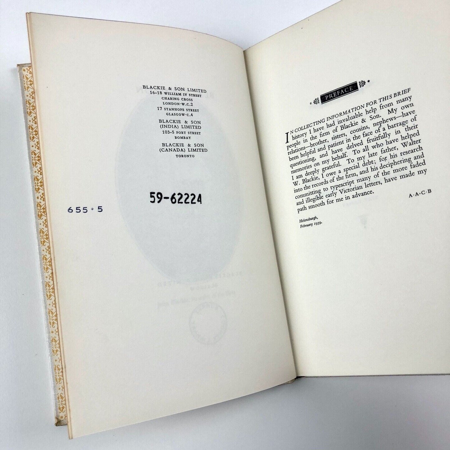 Blackie & Sons 1809–1959: A Short History of the Firm | Agnes A.C. Blackie, 1959