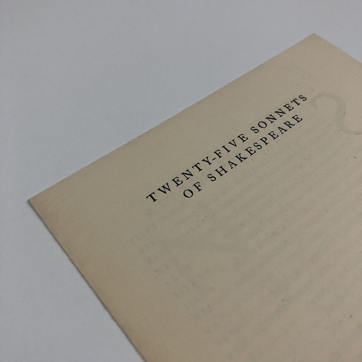 Specimen page/prospectus – Twenty-five sonnets of Shakespeare | The Shakespeare Head Press | Undated, perhaps c.1922