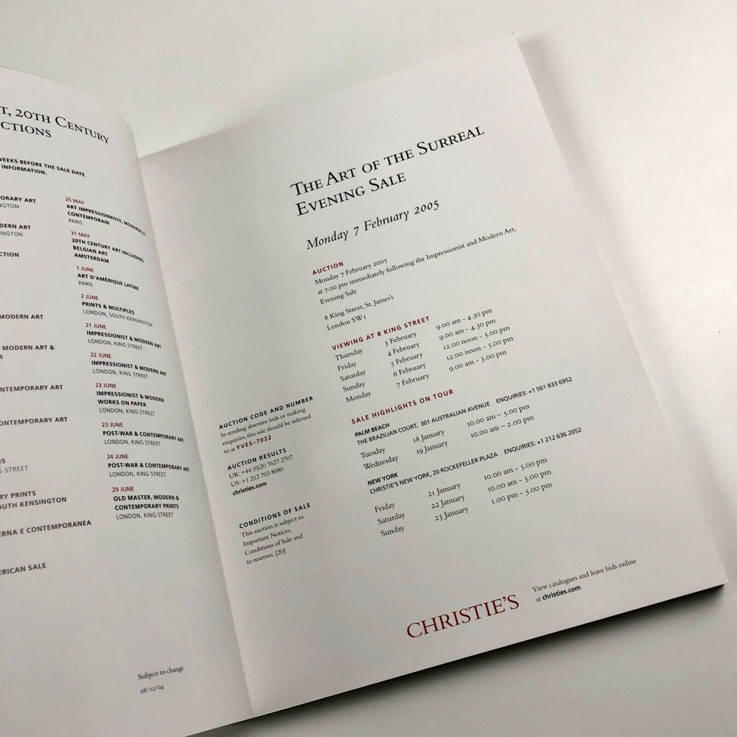 The Art of the Surreal | Christie’s London, 7 February 2005 | sale 7022