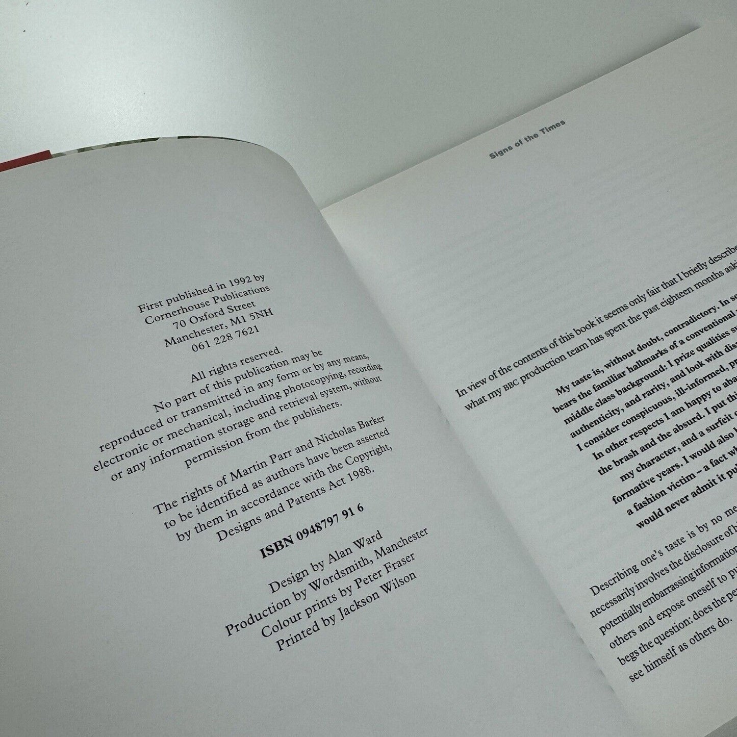 Signs of the Times. A portrait of the nation’s tastes | Cornerhouse, 1992 | Signed by Martin Parr