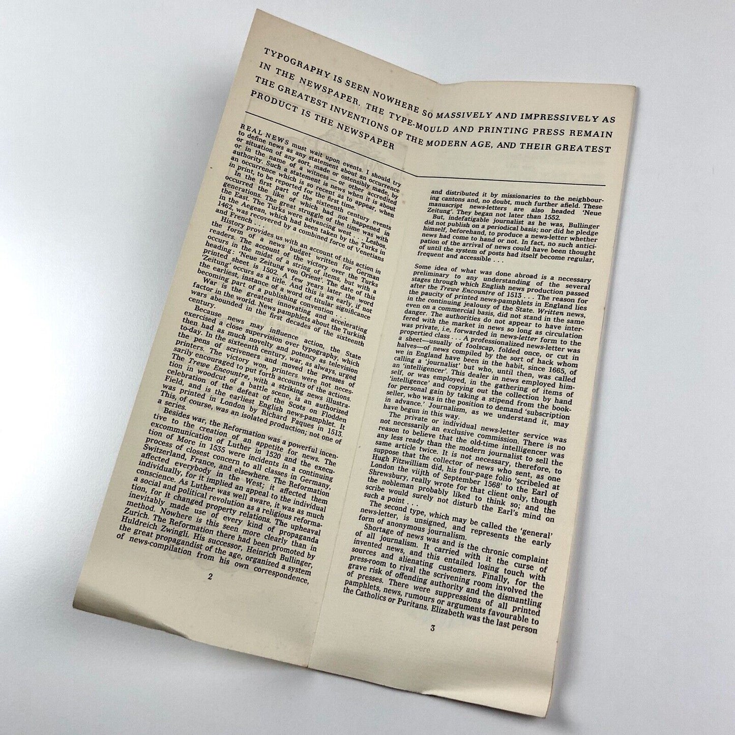 The Origins of the Newspaper | Stanley Morison ATypI 1971 Linotype | AtypI (Association Typographique Internationale)