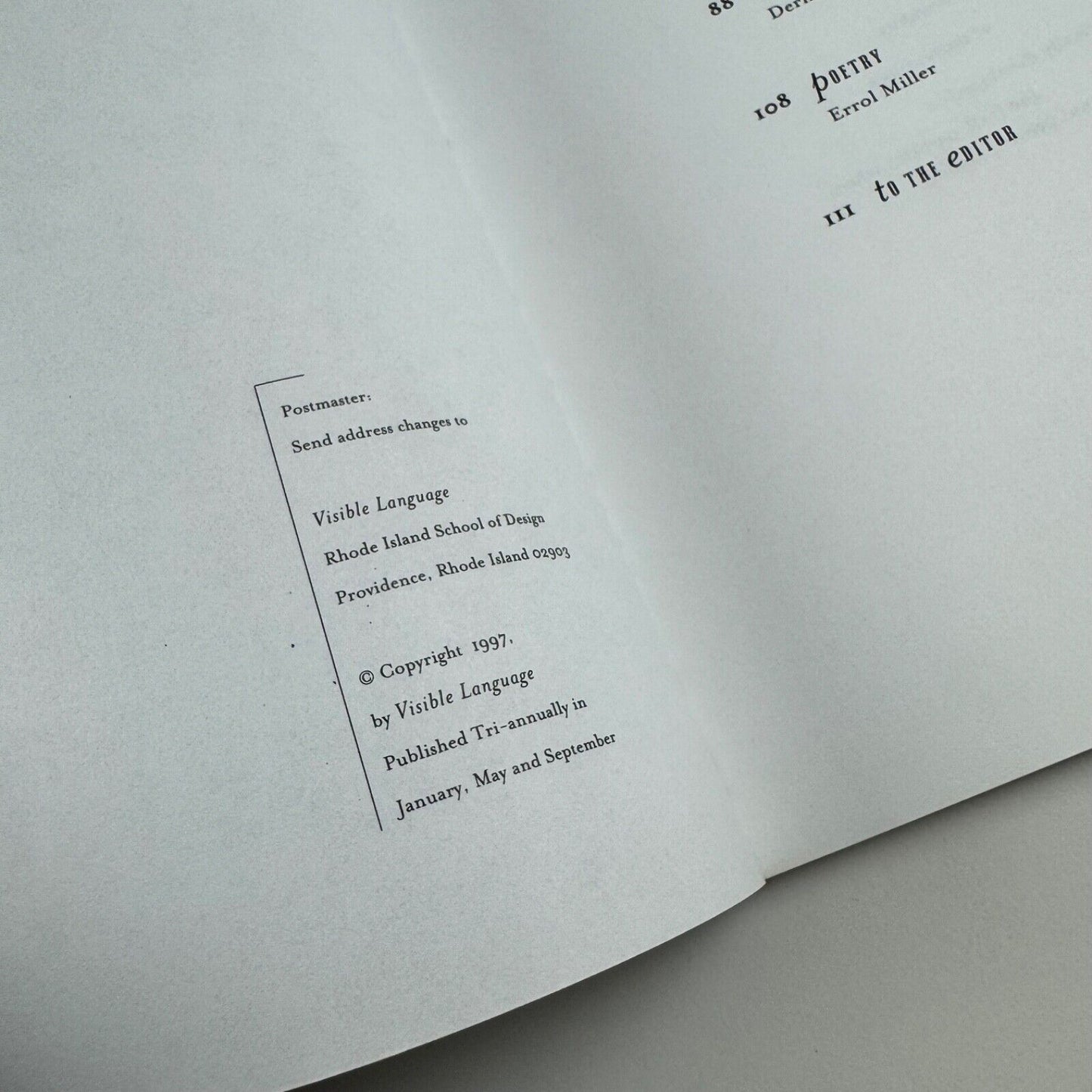 Visible Language journal Vol 31 Number 1 Winter 1997