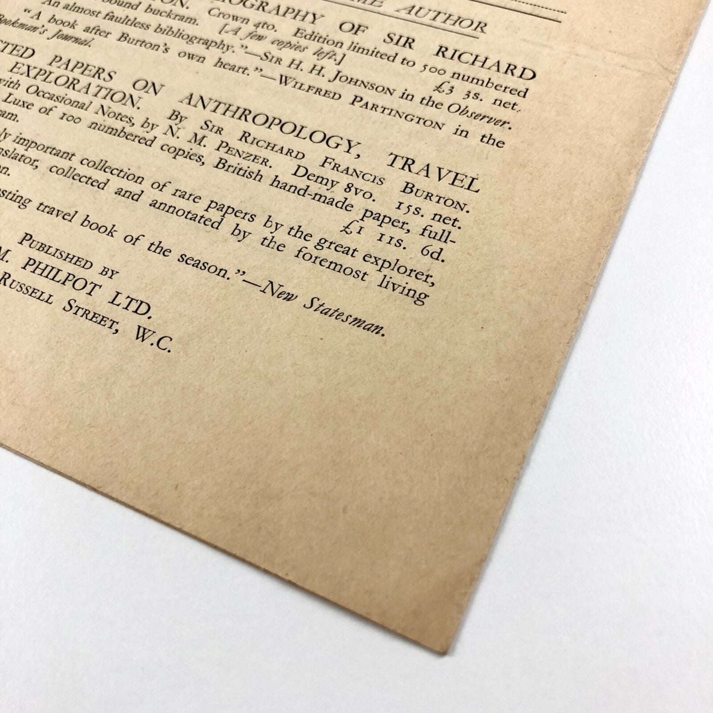 Prospectus for Nala & Damayanti by Norman M. Penzer | A.M. Philpot Ltd | Undated, presumed to be c.1926