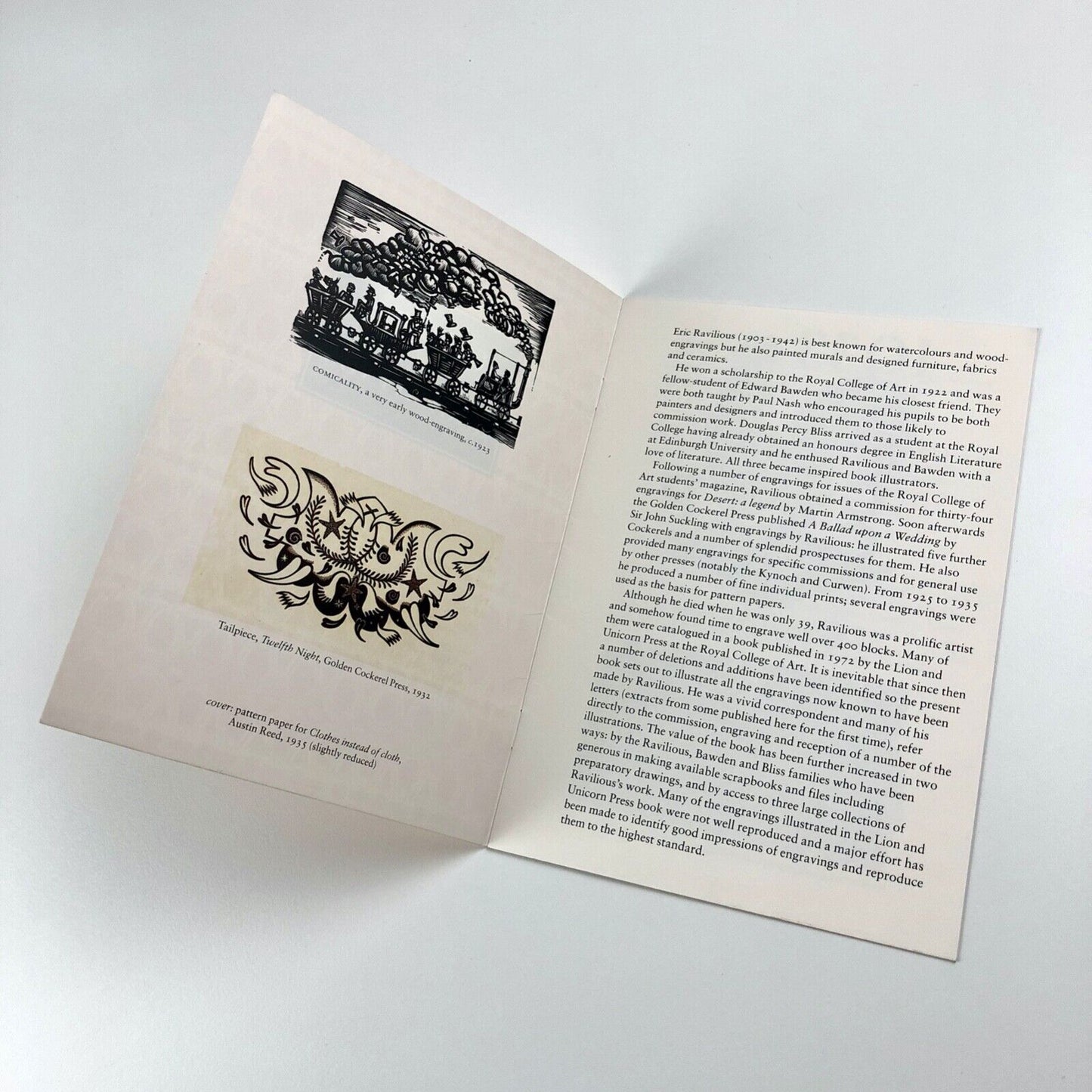 Promotional leaflet for Ravilious Engravings | The Wood Lea Press