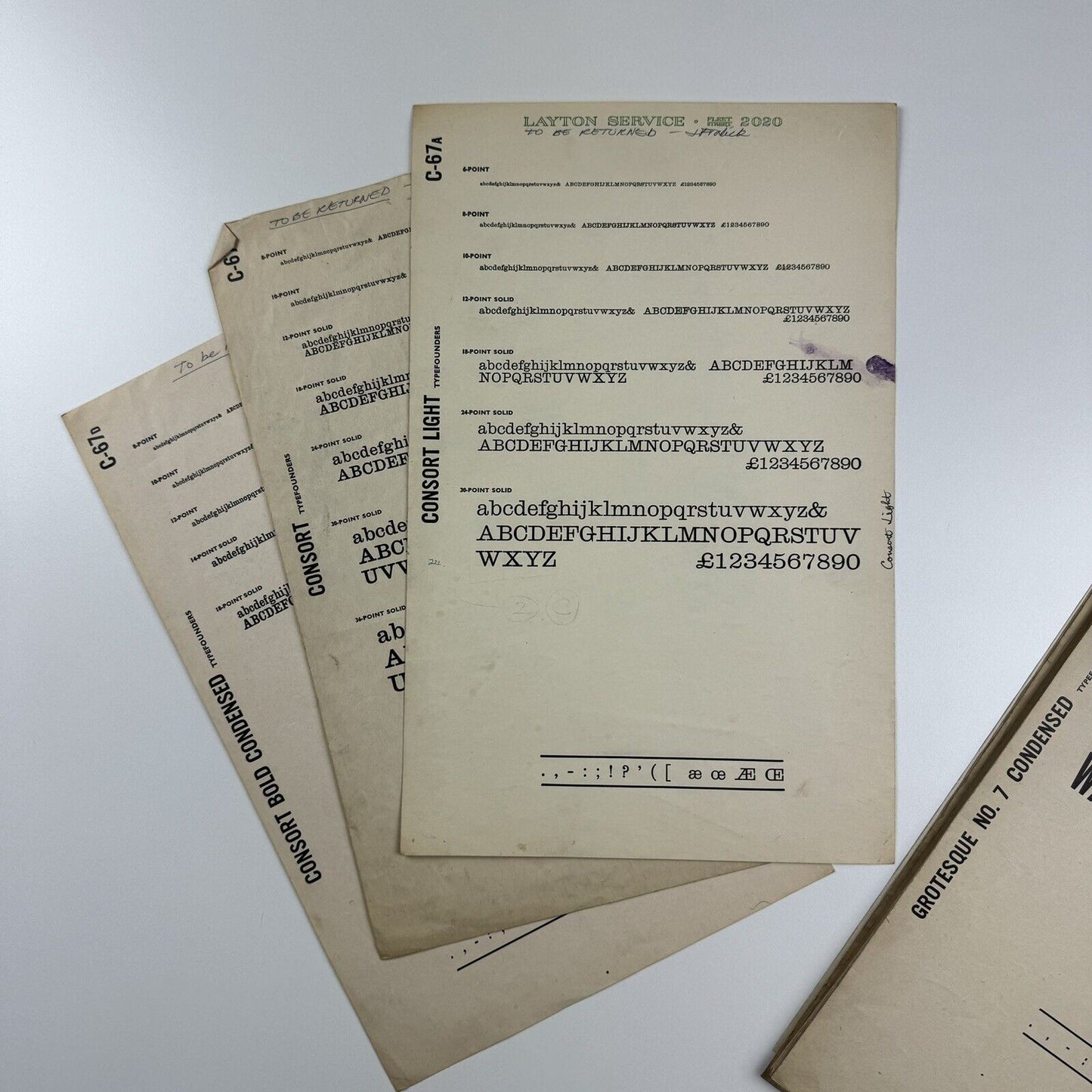 Typefounders - collection of 48 type specimen sheets | Venus, Grotesque, Folio, Fortune, News Gothic, etc