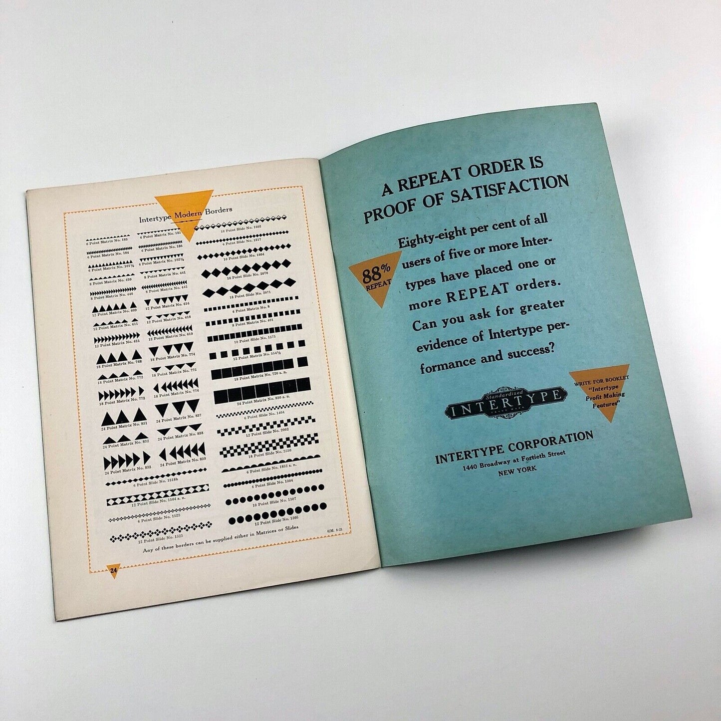 The Intertype Cheltonian Family | Advertising type face specimen booklet, 1930s?