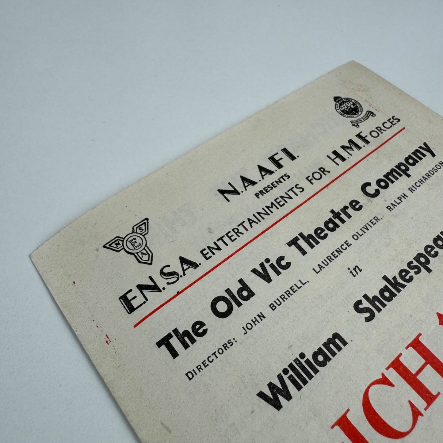 Programme Richard III William Shakespeare | Laurence Oliver, Ralph Richardson, Maurice Kestelman, Dora Zinkeisen, 1944